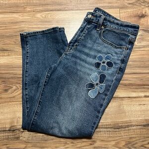 Floral Embroidered straight leg blue jeans by old navy